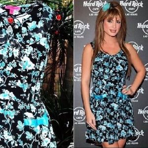 Hersey Johnson Vintage Blue Skull Floral Dress